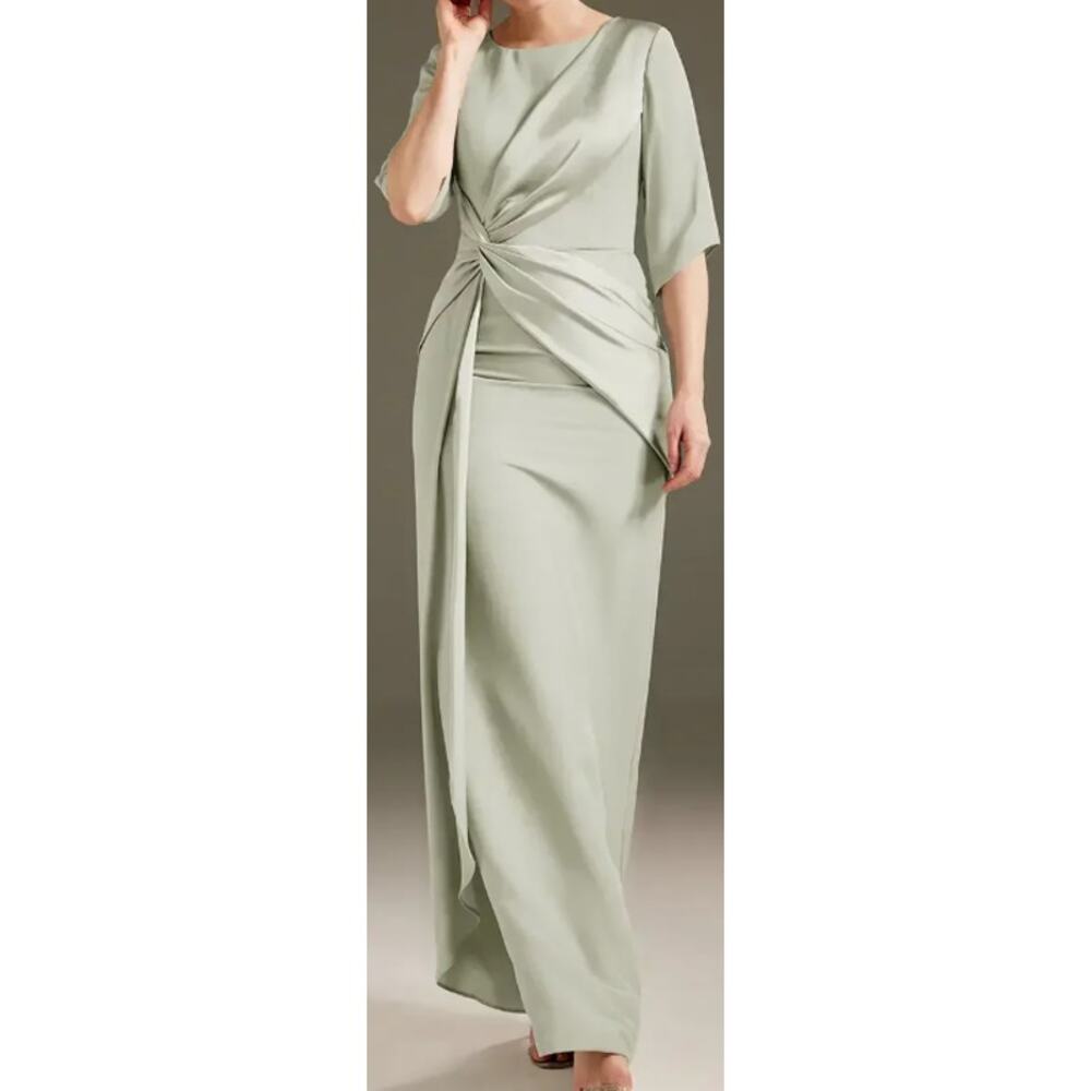 AW BRIDAL 14 1X sage green Caesar mother of bride formal maxi dress NEW 0b18